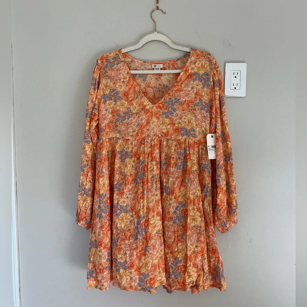 Billabong Orange Floral V-Neck Dress - Picture 6 of 6